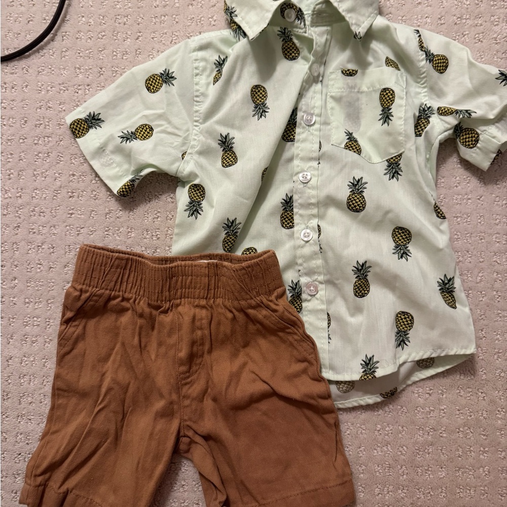 3T Pineapple Print Toddler Shirt and Shorts Set